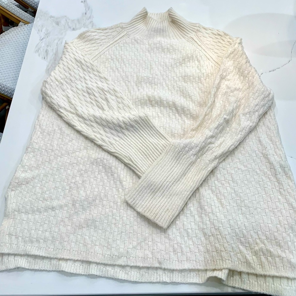 Winter White, Vince Camuto mock turtleneck sweater.  Size Large.